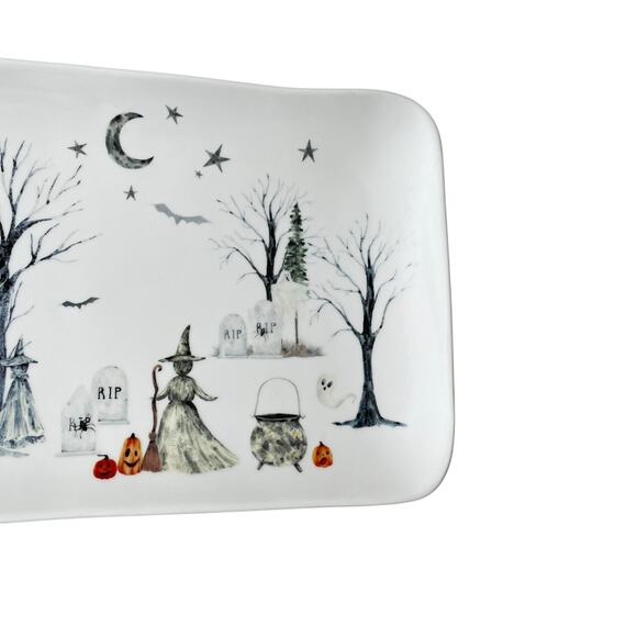 POTTER'S STUDIO Halloween Haunted House Serving Platter 7x14 Ceramic Spooky NEW - Picture 6 of 12